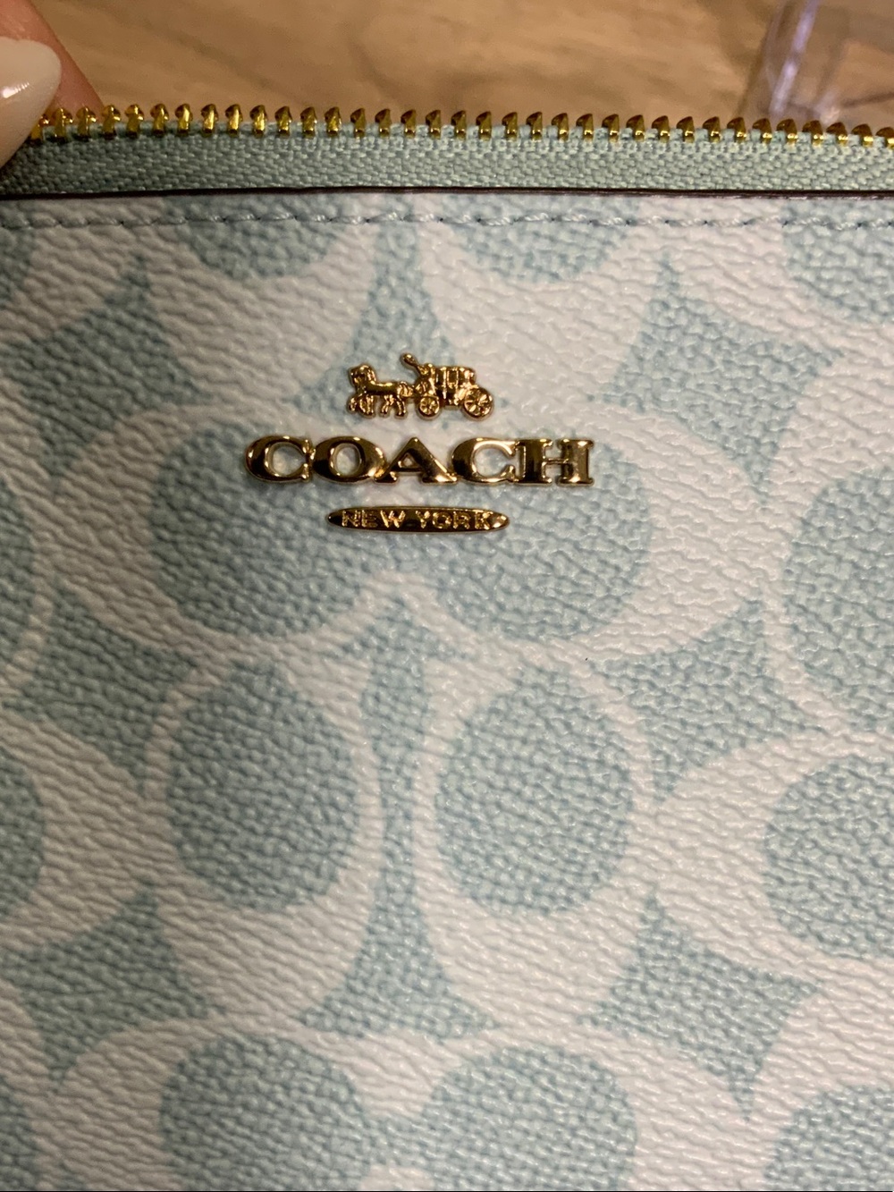 Coach Pale Blue Signature Wristlet - Picture 4 of 5
